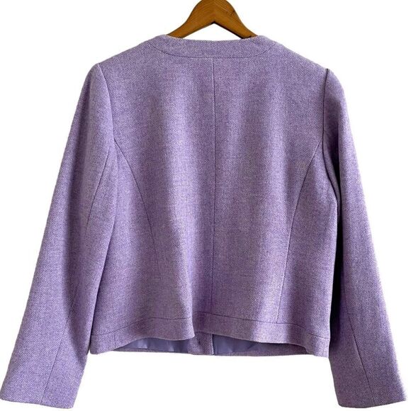 New Talbots Lilac Herringbone Shetland Jacket 12 Collarless Wool Blend tweed - Picture 6 of 13